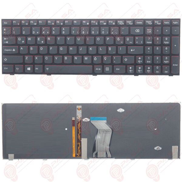 Lenovo 25205478, 25205474 Klavye Led Işıklı Siyah Kırmızı TR