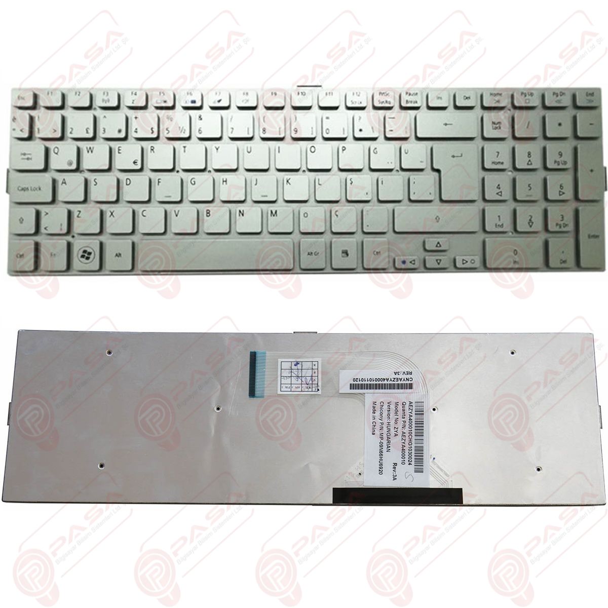 Acer Aspire 8943, 8943G, 8950, 8950G Klavye Gri Tuş Takımı Tuş Seti Türkçe