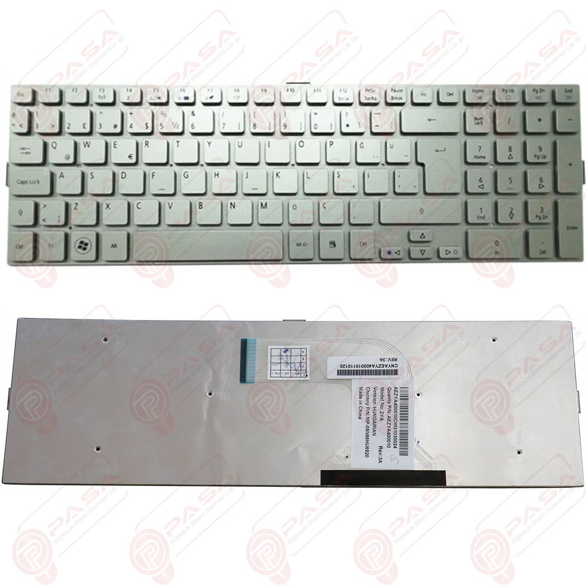 Acer MP-09N66TQ6920, MP-09N63U46920, MP-09N66GB6698 Klavye Gri Tuş Takımı Tuş Seti Türkçe