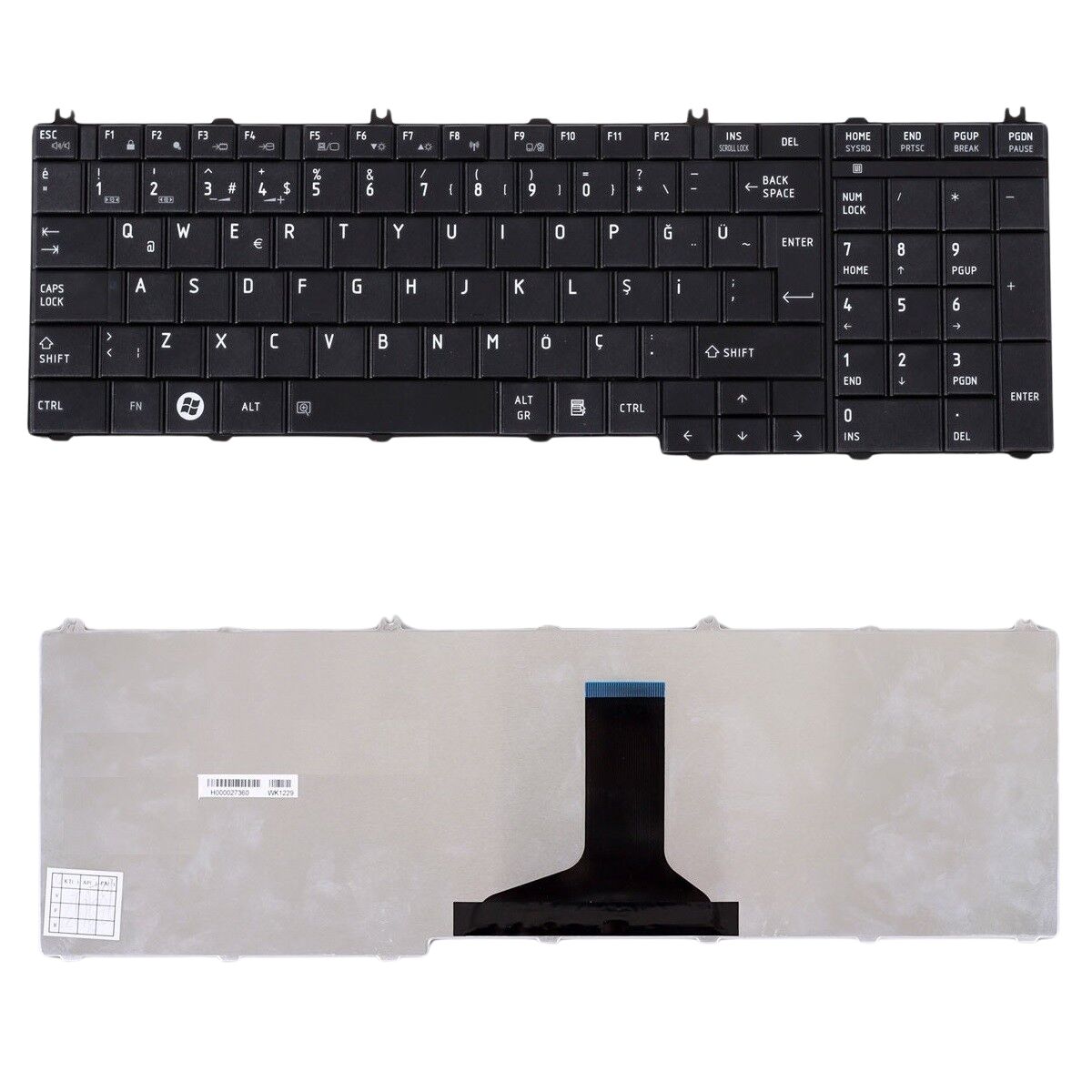 Toshiba Satellite L755-1J8, L755-1JG, L755-1JH, L755-1LD Uyumlu Klavye Tuş Takımı Seti Siyah Türkçe