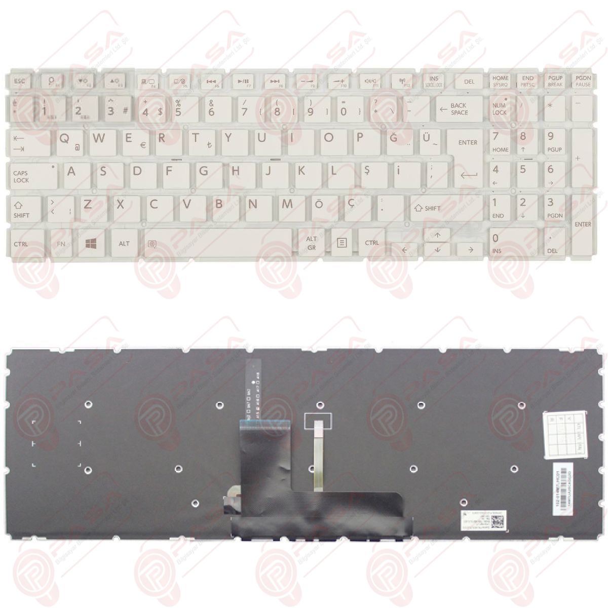 Toshiba Satellite L50-B-1XU, L50-B-25G Klavye Beyaz Led Işıklı TR