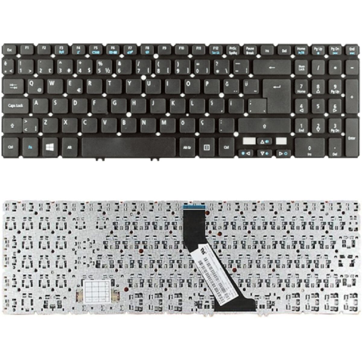 Acer 9Z.N8QBC.J0U, 9Z.N8QBW.K1D Uyumlu Klavye Tuş Takımı Tuş Seti Siyah Türkçe