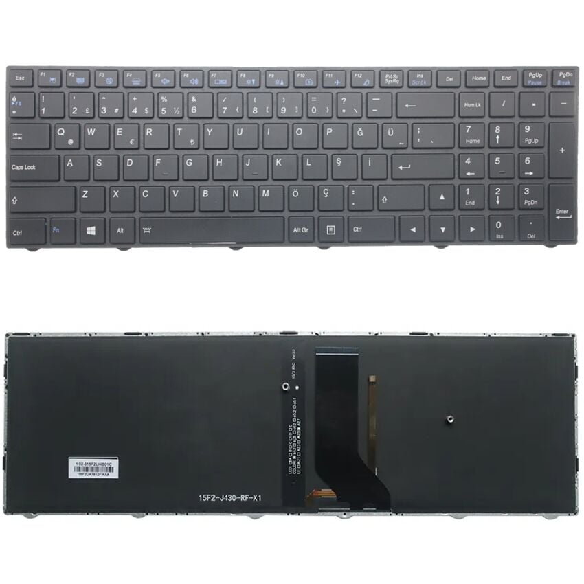 Clevo N350DV, N350DW Klavye Tuş Takımı Işıklı Siyah Türkçe