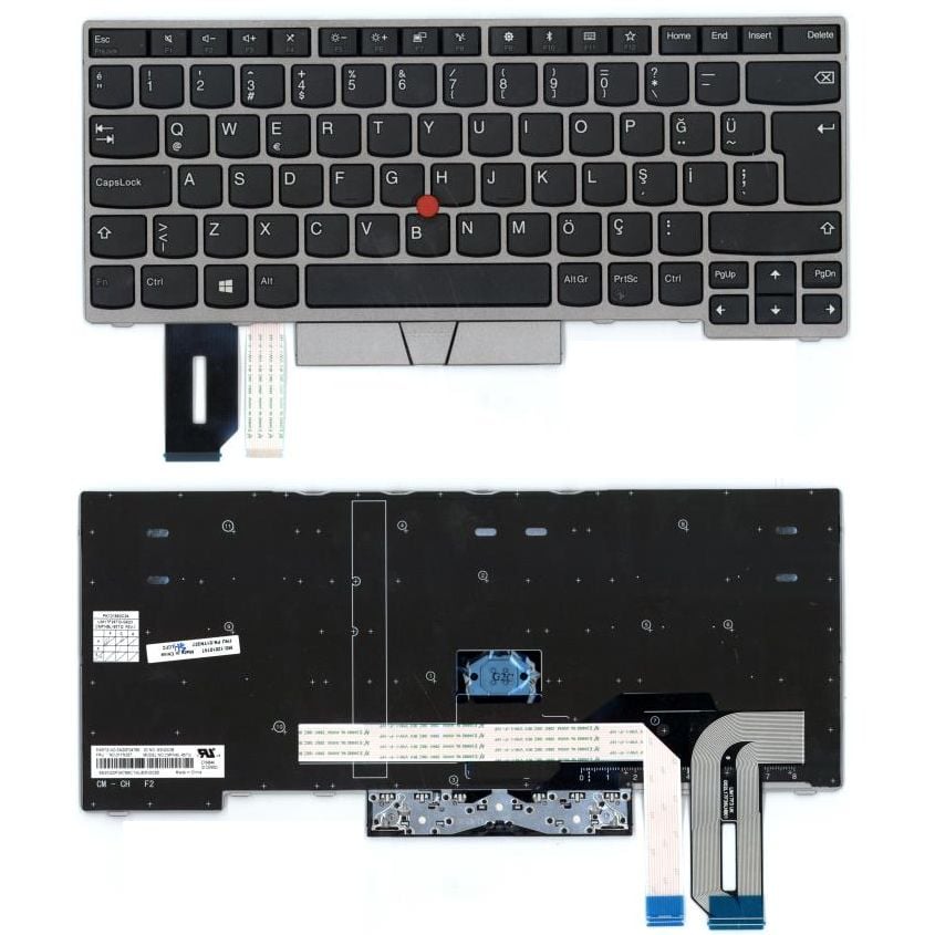 Lenovo 01YN340, 01YN367, 01YN369 Uyumlu Klavye Tuş Takımı Tuş Seti Led Işıklı Gri TR