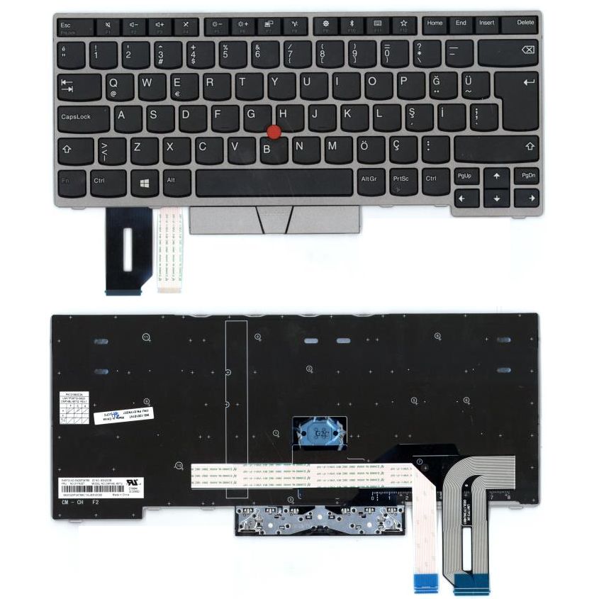 Lenovo ThinkPad E480, 20KN, 20KQ Uyumlu Klavye Tuş Takımı Tuş Seti Led Işıklı Gri TR