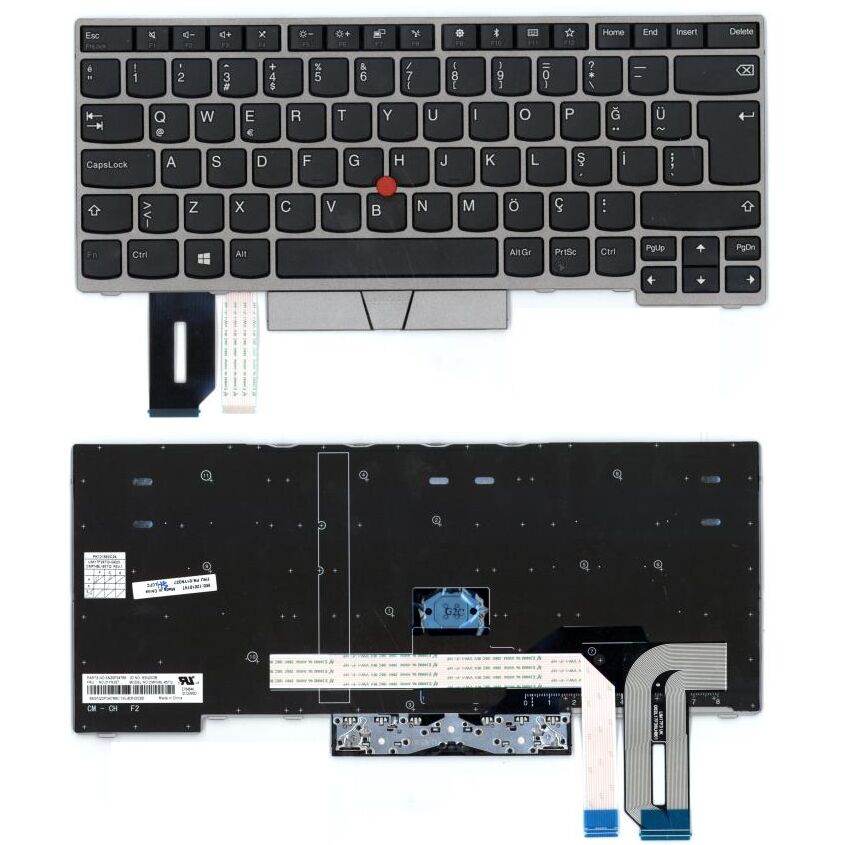 Lenovo ThinkPad P43s, 20RH, 20RJ Uyumlu Klavye Tuş Takımı Tuş Seti Led Işıklı Gri TR