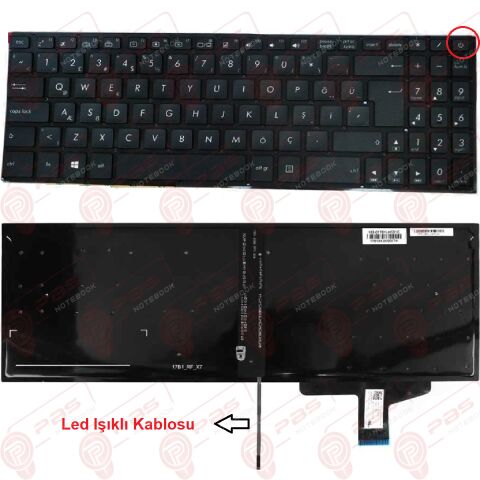 Asus N580VD-DM027T, N580VD-DM058T, N580VD-DM158T Klavye Tuş Takımı Tuş Seti Led Işıklı Siyah Türkçe