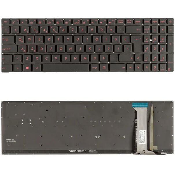 Asus GL551JM-EH74, GL551JW-DS71, GL551JW-DS74 Klavye Kırmızı Tuş Takımı Tuş Seti Işıklı Türkçe