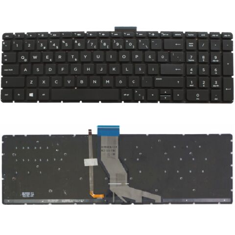 Hp Omen 17-W, 17-W000NT, 17-W100NT, 17-W102NT Klavye Tuş Takımı Tuş Seti Led Işıklı Siyah Türkçe