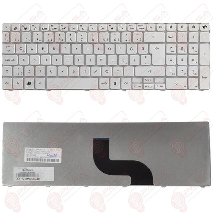 Acer Aspire 5738PG, 5738PZG, 5738Z, 5738ZG Klavye Beyaz TR