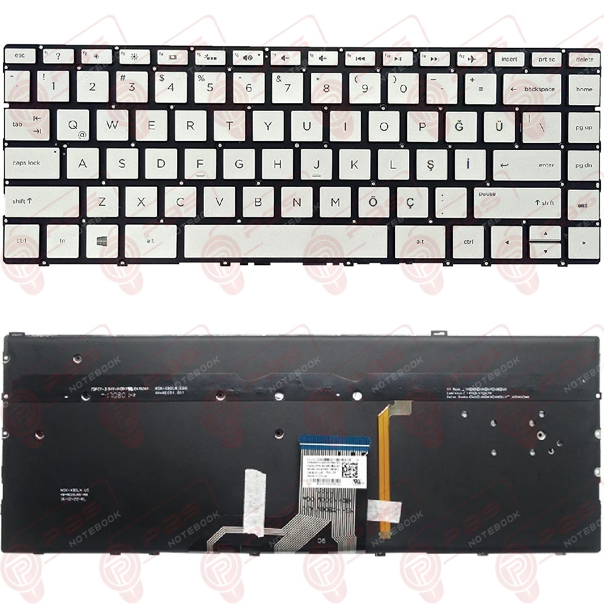 Hp Envy 13-AG0000NT, 13-AG0001NT, 13-AG0002NT Klavye Tuş Takımı Tuş Seti Led Işıklı Gri Türkçe