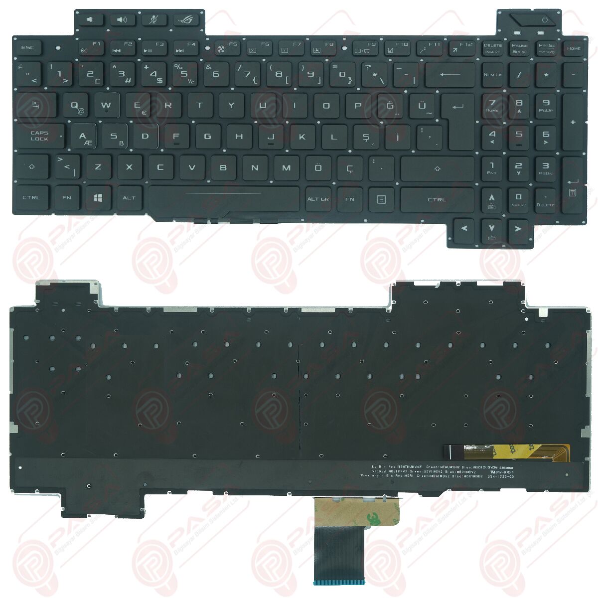 Asus GL704GV-DS74, GL704GV-EV024 Klavye Tuş Takımı Tuş Seti Led Işıklı Siyah Türkçe