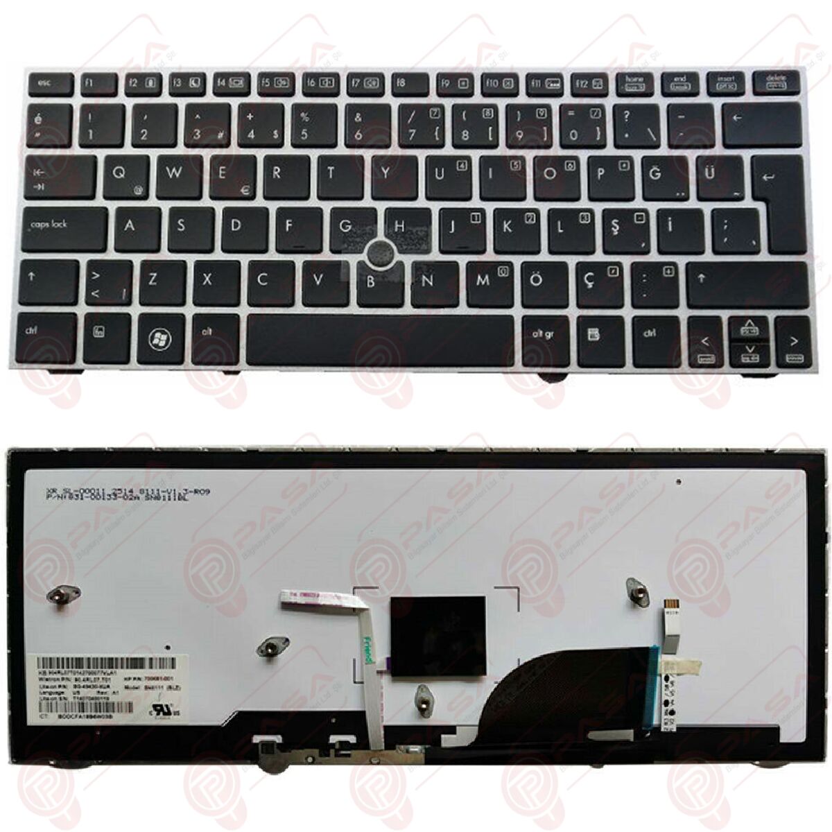 Hp 705614-001, 705614-141, 707877-001, 707877-141 Klavye Tuş Takımı Tuş Seti Led Işıklı Gri Türkçe
