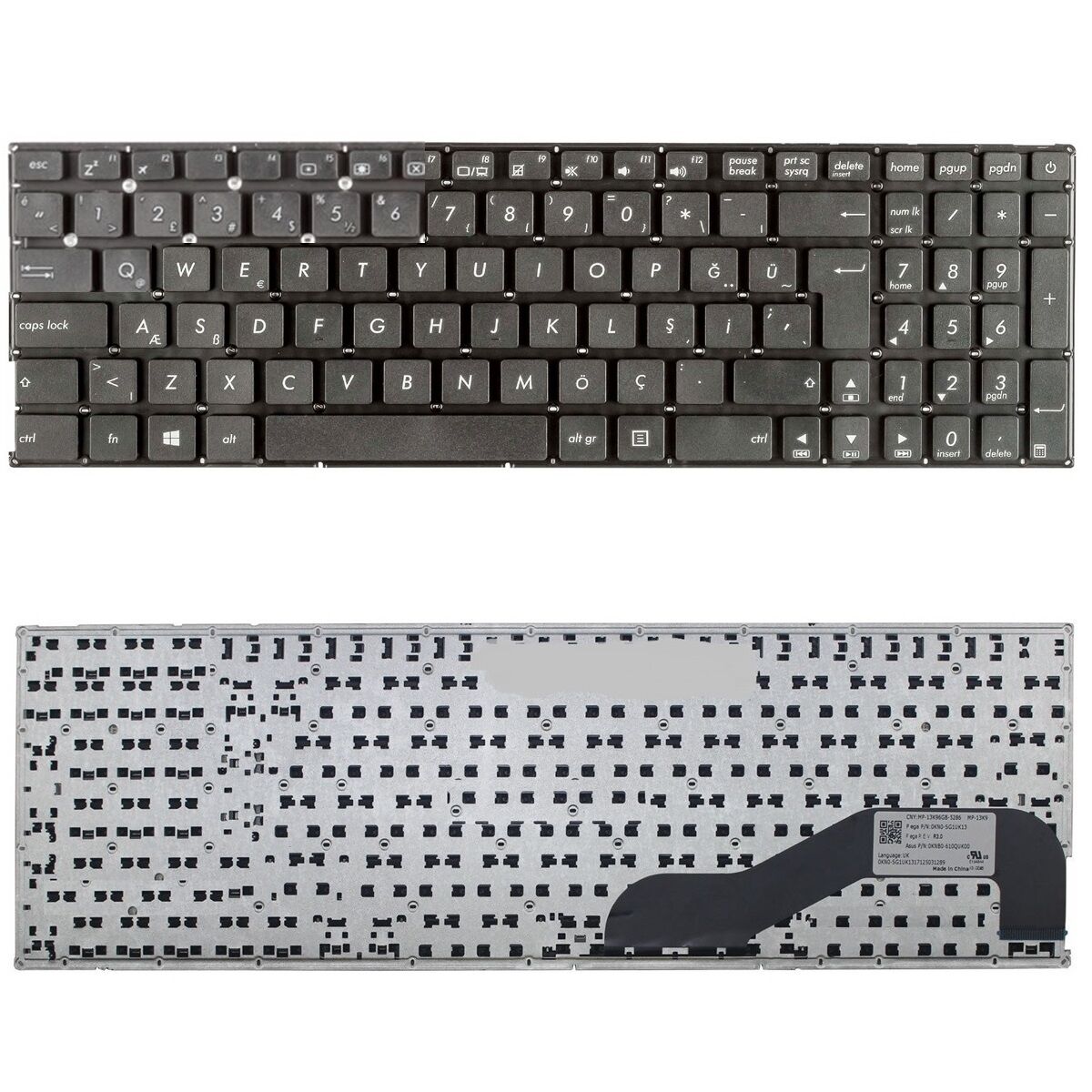 Asus X540N, X540NA, X540NV, X540S, X540SA, X540SC Klavye Tuş Takımı Tuş Seti Siyah Türkçe