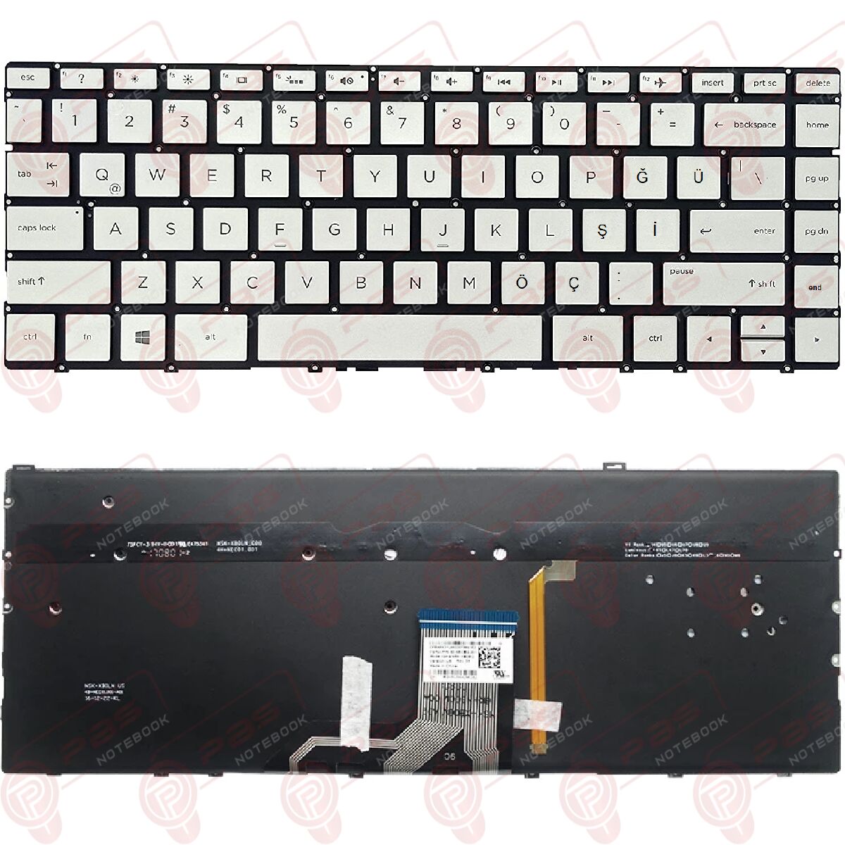 Hp Spectre 13-AC000NT x360, 13-AC001NT x360 Klavye Tuş Takımı Tuş Seti Led Işıklı Gri Türkçe