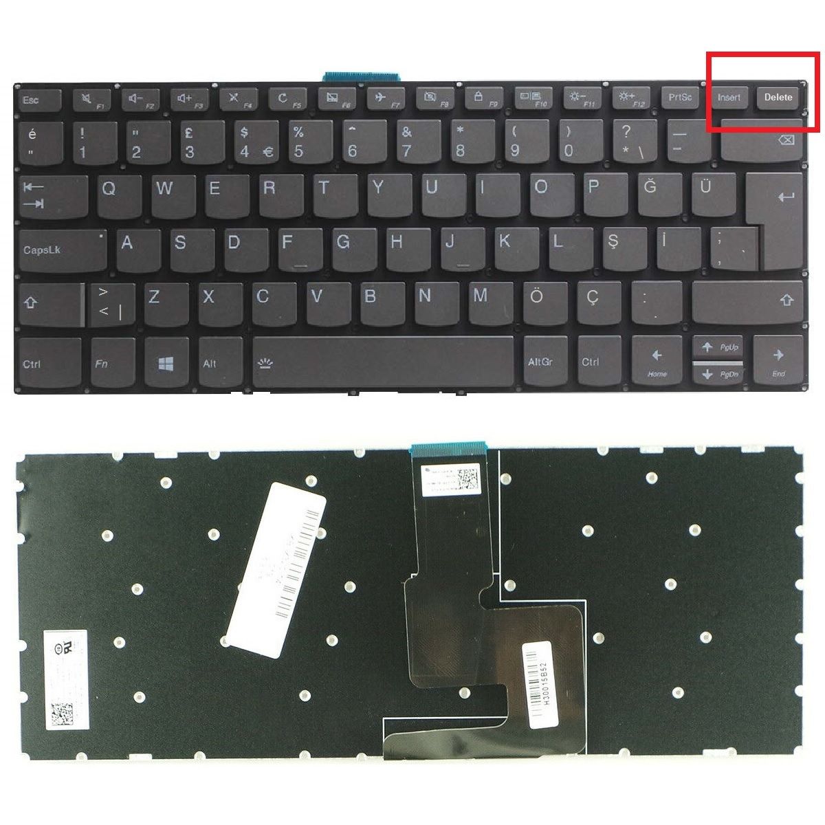 Lenovo V14 G1-IML, 82NA Klavye Gri Tuş Takımı Tuş Seti Türkçe