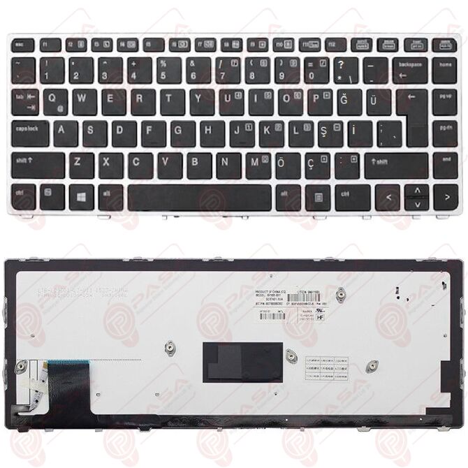 Hp 702843-001, 702843-141, 785648-001, 785648-141 Klavye Tuş Takımı Tuş Seti Led Işıklı Gri Türkçe