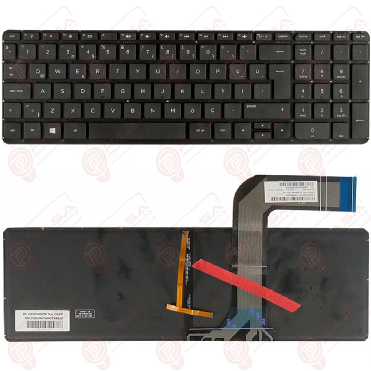 Hp 762529-001, 762529-141, 762530-001, 762530-141 Klavye Tuş Takımı Tuş Seti Led Işıklı Siyah Türkçe