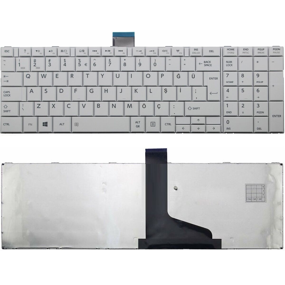 Toshiba Satellite C855-283, C855-284 Klavye Beyaz Tuş Takımı TR Q Tuş Yapısı