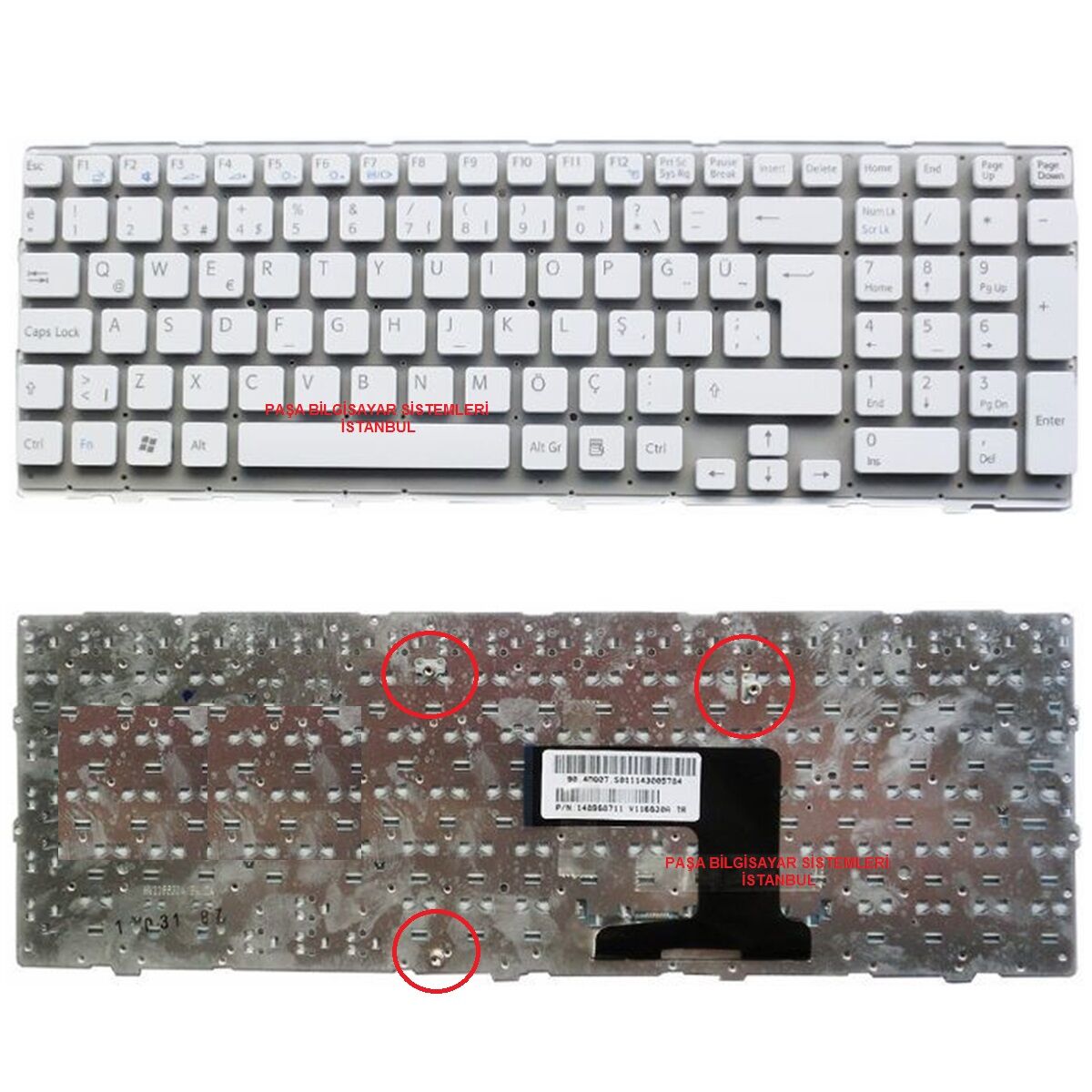 Sony Vaio VPCEL1E1E, VPCEL1E1R Klavye Beyaz TR