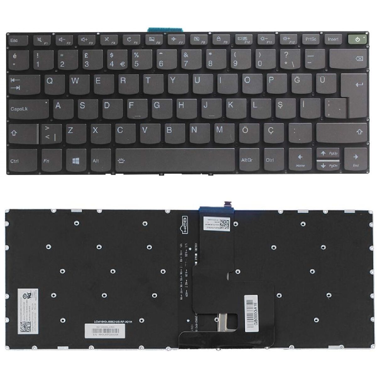 Lenovo 5CB0R61110, 5CB0R61241, 5CB0R61111 Klavye Tuş Takımı ışıklı Gri Türkçe