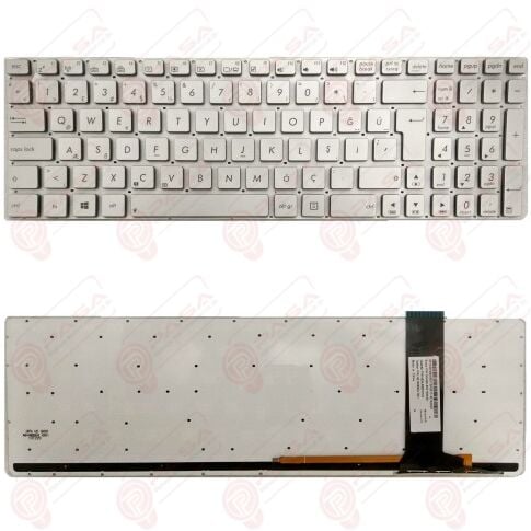 Asus N56V, N56VJ, N56VB, N56VM, N56VV, N56VZ Klavye Tuş Takımı Tuş Seti Led Işıklı Gümüş Türkçe