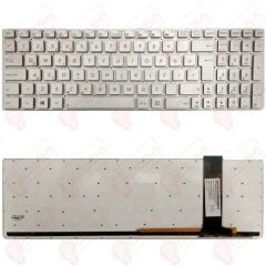 Asus GL550J, GL550JK, GL550JX Klavye Tuş Takımı Tuş Seti Led Işıklı Gümüş Türkçe