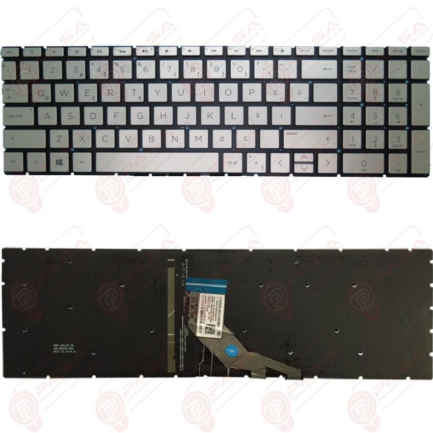 Hp 15-DA1037NT, 15-DA1038NT, 15-DA1039NT, 15-DA1042NT Klavye Tuş Takımı Tuş Seti Işıklı Gri Türkçe