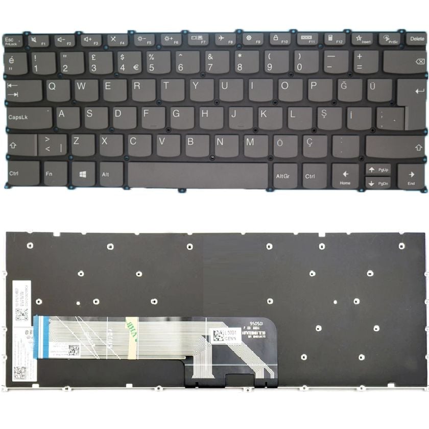Lenovo ideaPad Flex 5 14ALC05, 82HU Uyumlu Klavye Tuş Takımı Tuş Seti Gri Türkçe