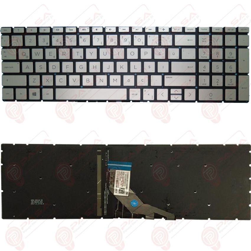 Hp 15-DA1085NT, 15-DA1088NT, 15-DA1086NT, 15-DA1087NT Klavye Tuş Takımı Tuş Seti Işıklı Gri Türkçe