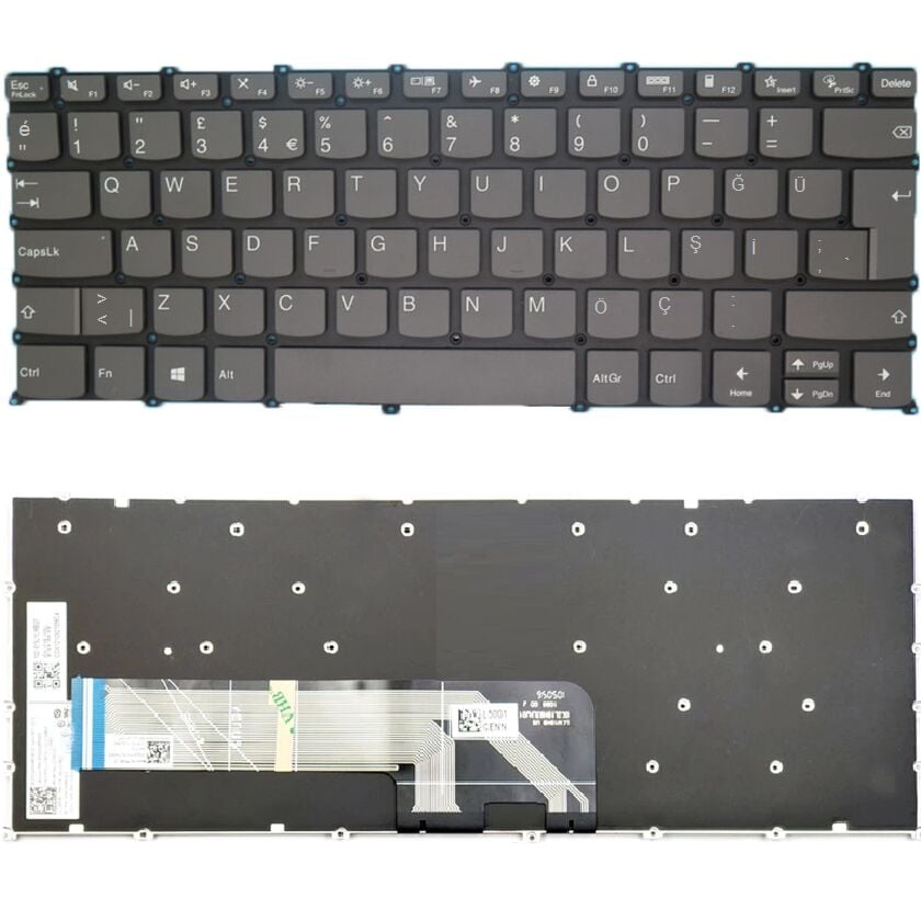 Lenovo ideaPad Yoga 7 14ACN6, 82N7 Uyumlu Klavye Tuş Takımı Tuş Seti Gri Türkçe