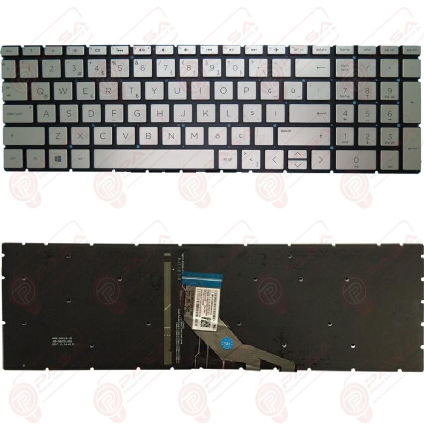 Hp 15-DA1111NT, 15-DA1112NT, 15-DA1113NT, 15-DA1116NT Klavye Tuş Takımı Tuş Seti Işıklı Gri Türkçe