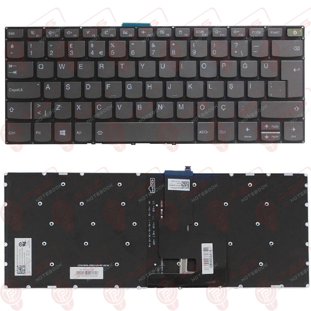 Lenovo PC4CP-US, PC4CP-TR Klavye Tuş Takımı ışıklı Gri Türkçe