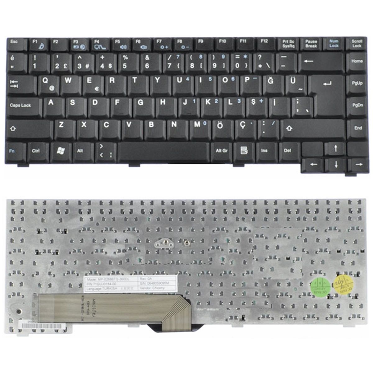 Fujitsu MP-02686003347D, MP-02686003347F Klavye Tuş Takımı Tuş Seti Siyah Türkçe