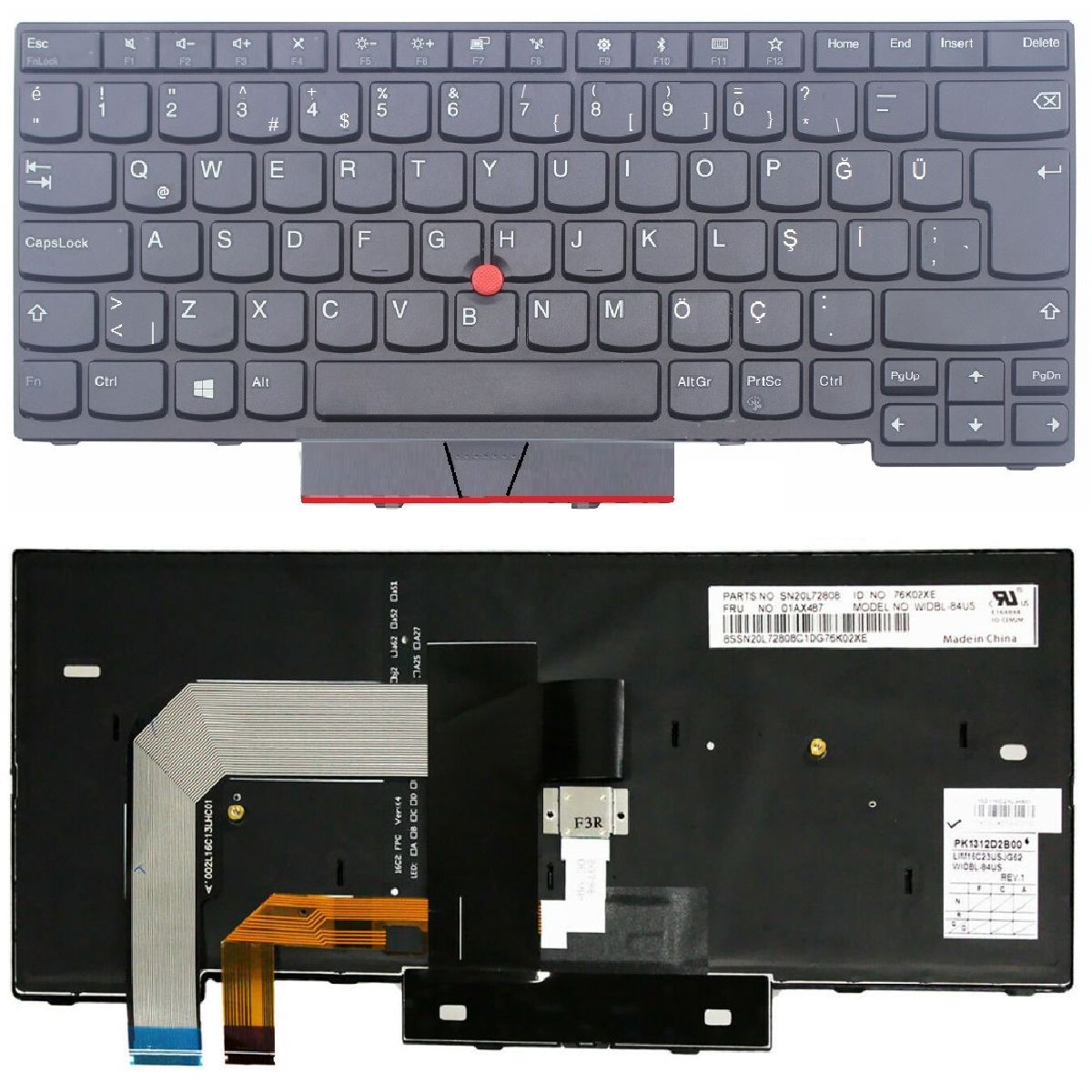 Lenovo ThinkPad A475, 20KL, 20KM Klavye Led Işıklı Siyah TR