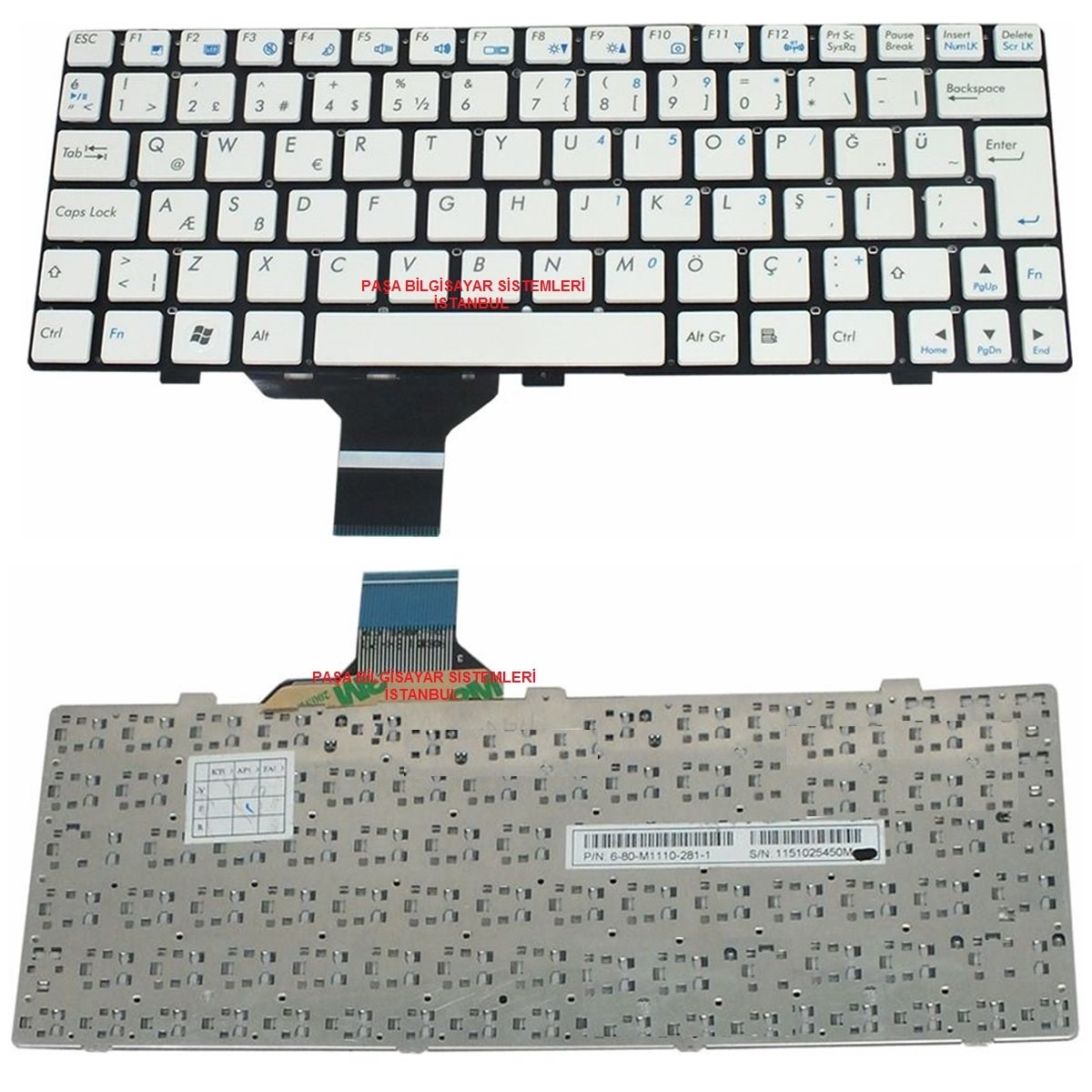 MP-08J66TQ-43011, MP-08J66TQ-43014 Klavye Tuş Takımı Tuş Seti Beyaz Türkçe