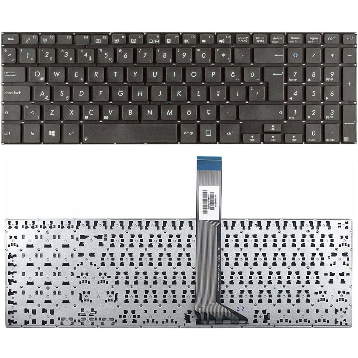 Asus K551L, K551LA, K551LB, K551LN Klavye Tuş Takımı Tuş Seti Siyah Türkçe