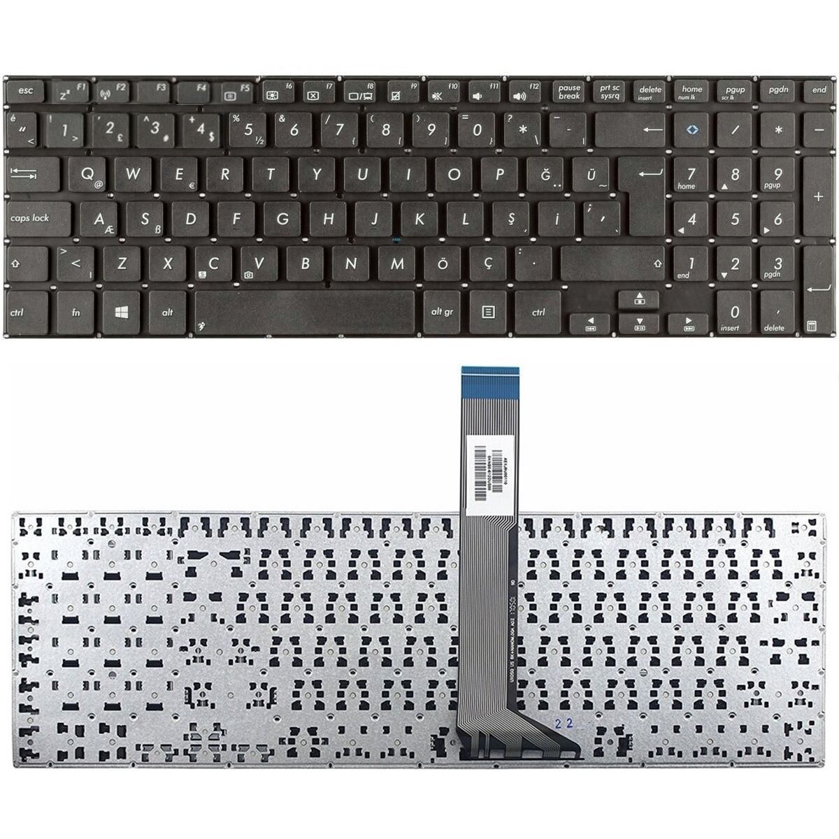 Asus TP501UQ-CJ019TC, TP501UQ-FZ026T Klavye Tuş Takımı Tuş Seti Siyah Türkçe