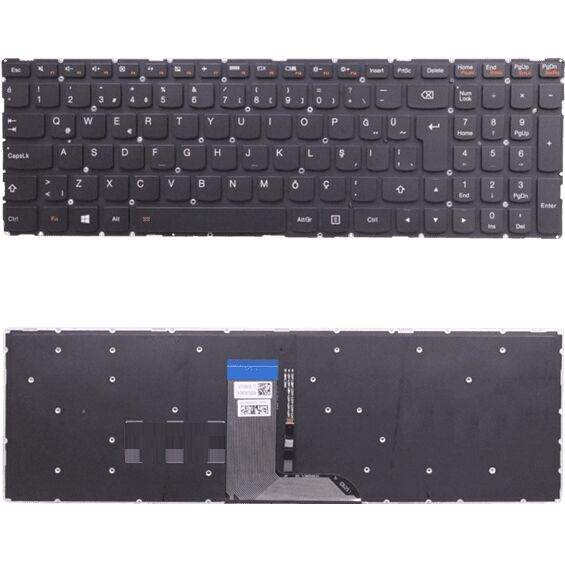 Lenovo 5CB0H91211, 5CB0H91243 Klavye Led Işıklı Siyah TR