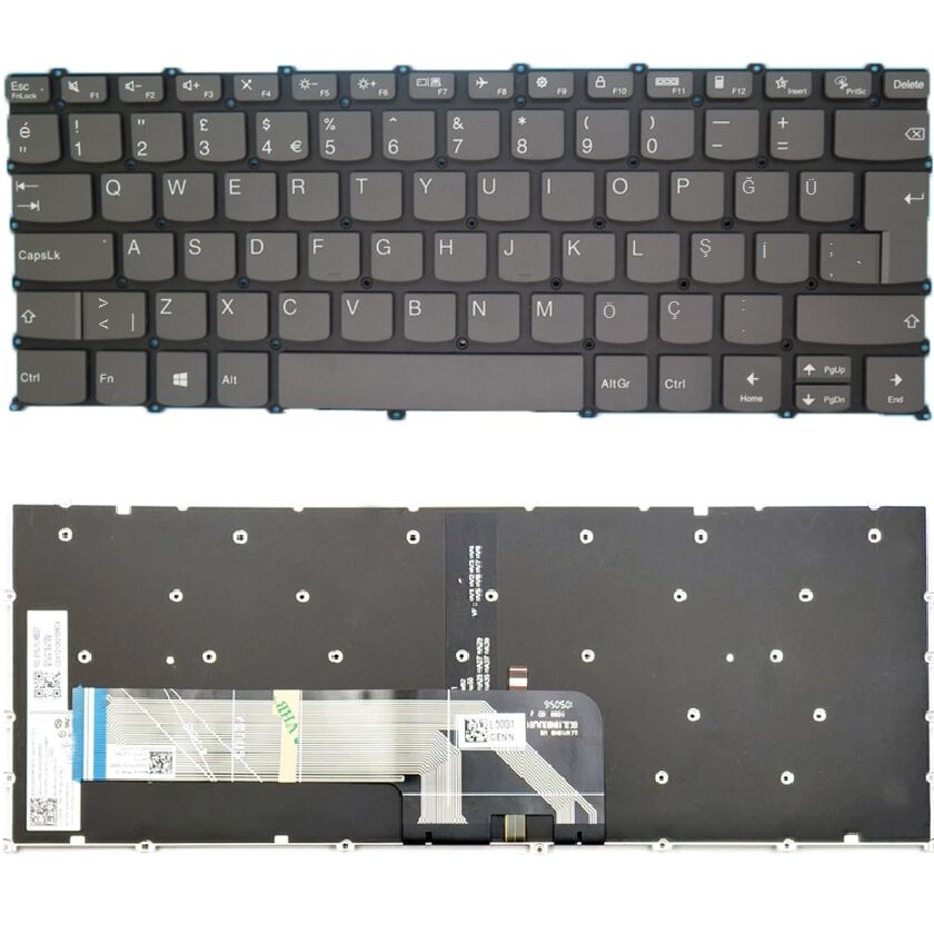 Lenovo ideaPad 5-14ARE05, 81YM Uyumlu Klavye Led Işıklı Gri Tuş Takımı Tuş Seti Türkçe