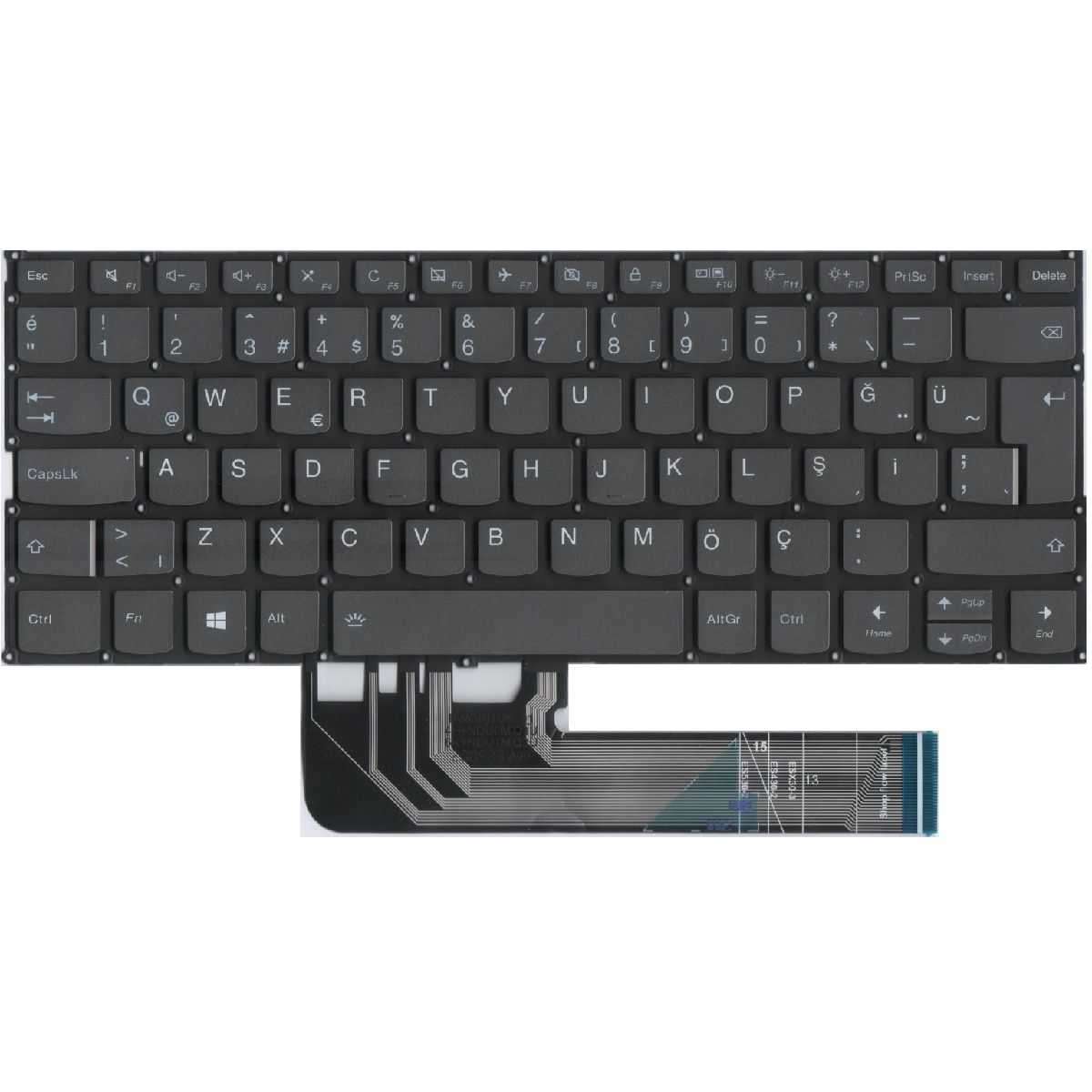 Lenovo ideaPad C340-14IML, 81TK, 81XN Klavye Tuş Takımı ışıklı Gri Tuş Seti Q Türkçe