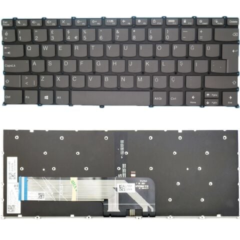 Lenovo ideaPad Slim 7 Pro-14IHU5, 82QT Uyumlu Klavye Led Işıklı Gri Tuş Takımı Tuş Seti Türkçe