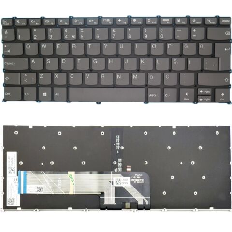 Lenovo ideaPad Yoga Slim 7-14ARE05, 82A2 Uyumlu Klavye Led Işıklı Gri Tuş Takımı Tuş Seti Türkçe