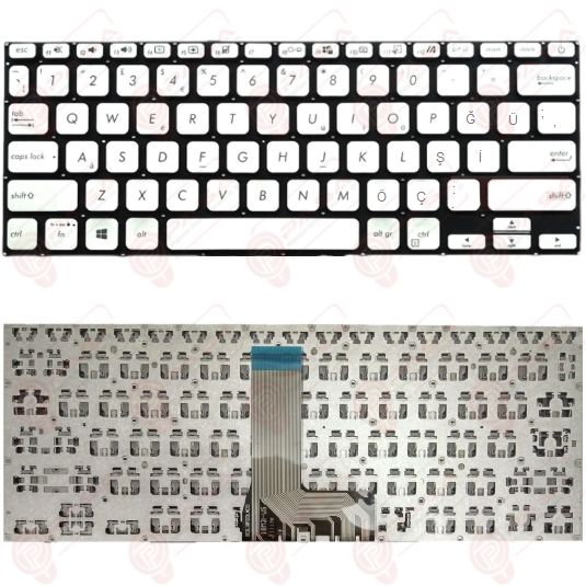 Asus E407B, E407BA, E407D, E407DA Klavye Gümüş Tuş Takımı Tuş Seti Türkçe