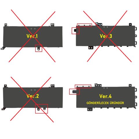 Nion Asus A512, A512D, A512DA, A512F, A512FA, A512FB, A512FJ, A512FL Uyumlu Ver.4 Batarya Pil