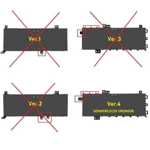 Nion Asus K512F, K512FA, K512FB, K512FJ, K512FL Uyumlu Ver.4 Batarya Pil