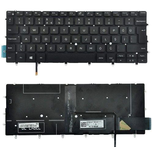 Dell 3CM18, 03CM18, 82FHM, 082FHM, FXCRT, 0FXCRT Uyumlu Klavye Tuş Takımı Tuş Seti Işıklı Siyah TR