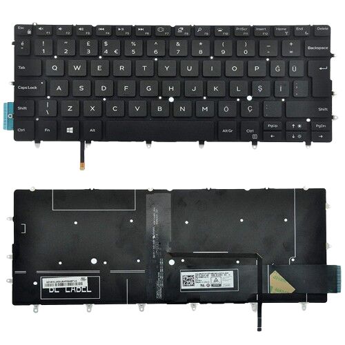 Dell XPS 9380, 13 9380, 13-9380, P82G Uyumlu Klavye Tuş Takımı Tuş Seti Led Işıklı Siyah Türkçe