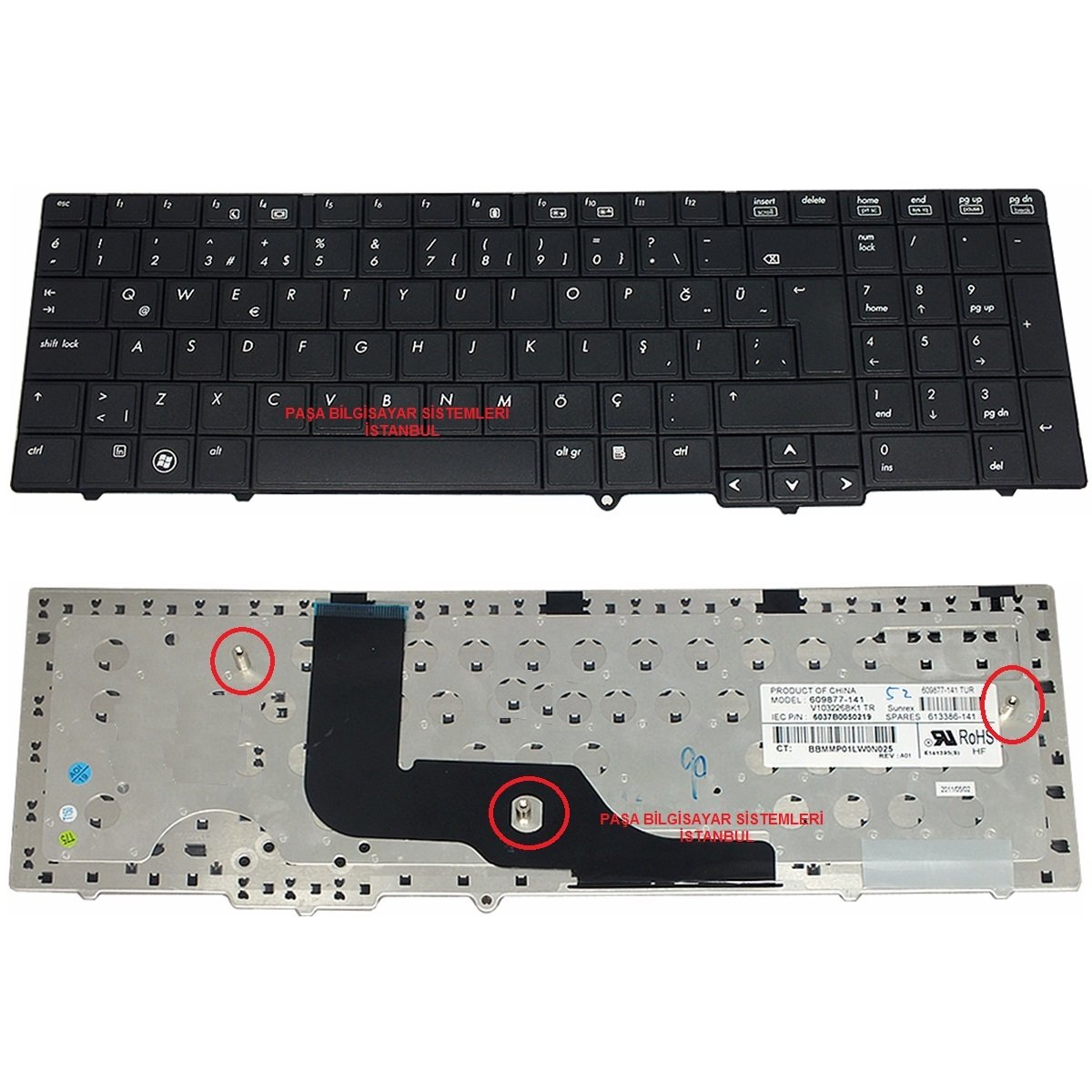 Hp 613385-001, 613385-141, 613386-001, 613386-141 Klavye Tuş Takımı Tuş Seti Siyah Türkçe