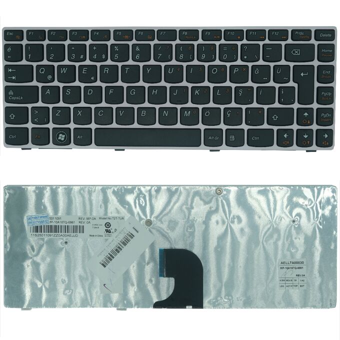 Lenovo 25-010707, 25-010750, 25011091 Uyumlu Klavye Gri Tuş Takımı Tuş Seti Türkçe